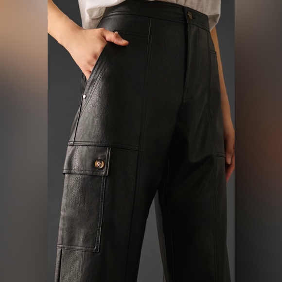 By Anthropologie Faux Leather Utility Cargo Pants - Picture 2 of 13